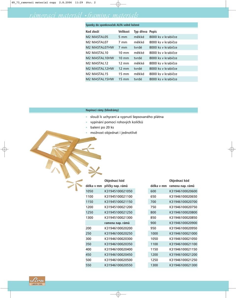 ks v krabičce M2 MASTAL10HW 10 mm tvrdé 8000 ks v krabičce M2 MASTAL12 12 mm měkké 8000 ks v krabičce M2 MASTAL12HW 12 mm tvrdé 8000 ks v krabičce M2 MASTAL15 15 mm měkké 8000 ks v krabičce M2