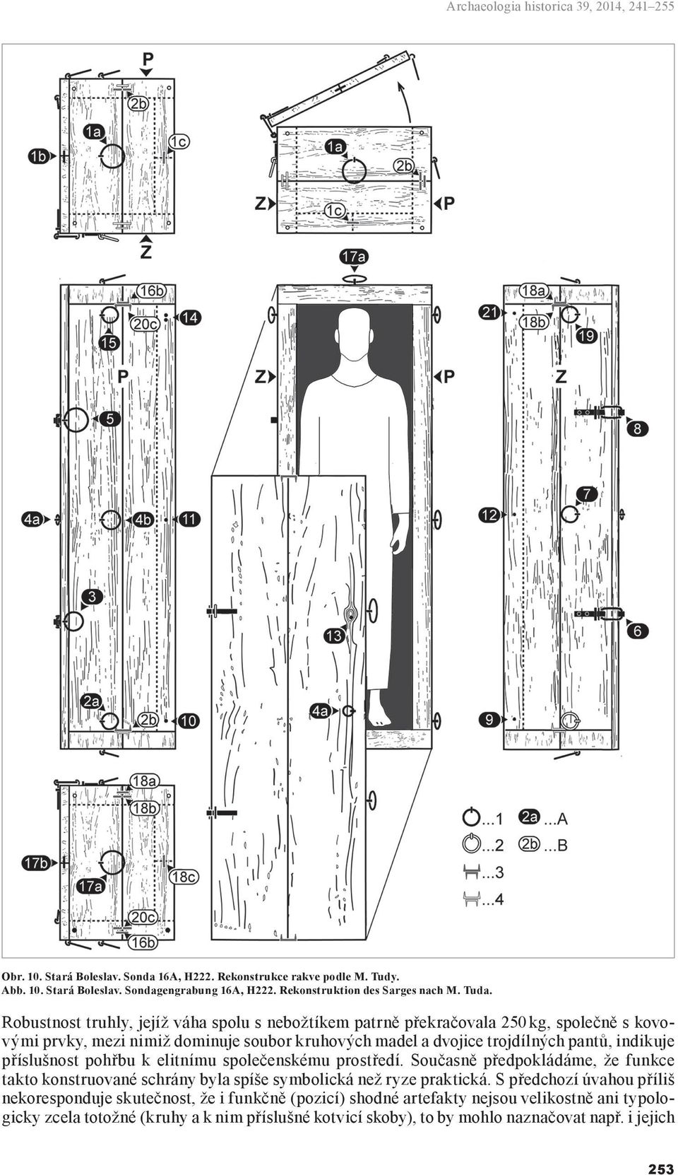 Robustnost truhly, jejíž váha spolu s nebožtíkem patrně překračovala 250 kg, společně s kovovými prvky, mezi nimiž dominuje soubor kruhových madel a dvojice trojdílných pantů, indikuje