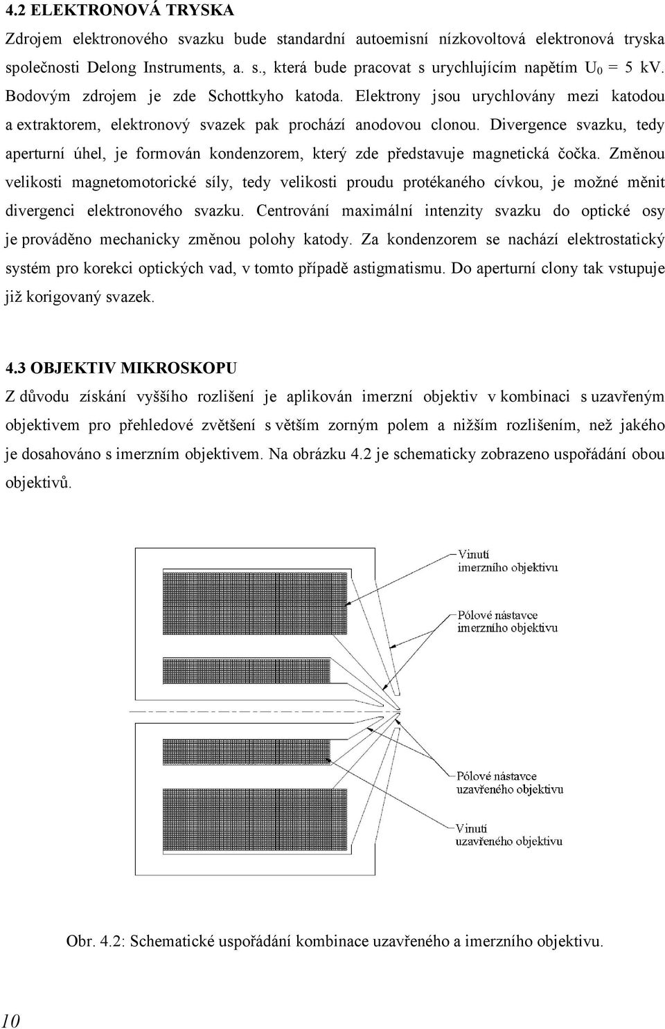 Divergence svazku, tedy aperturní úhel, je formován kondenzorem, který zde představuje magnetická čočka.