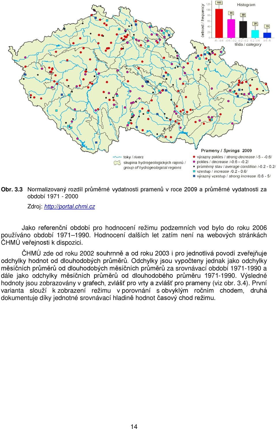 ČHMÚ zde od roku 2002 souhrnně a od roku 2003 i pro jednotlivá povodí zveřejňuje odchylky hodnot od dlouhodobých průměrů.