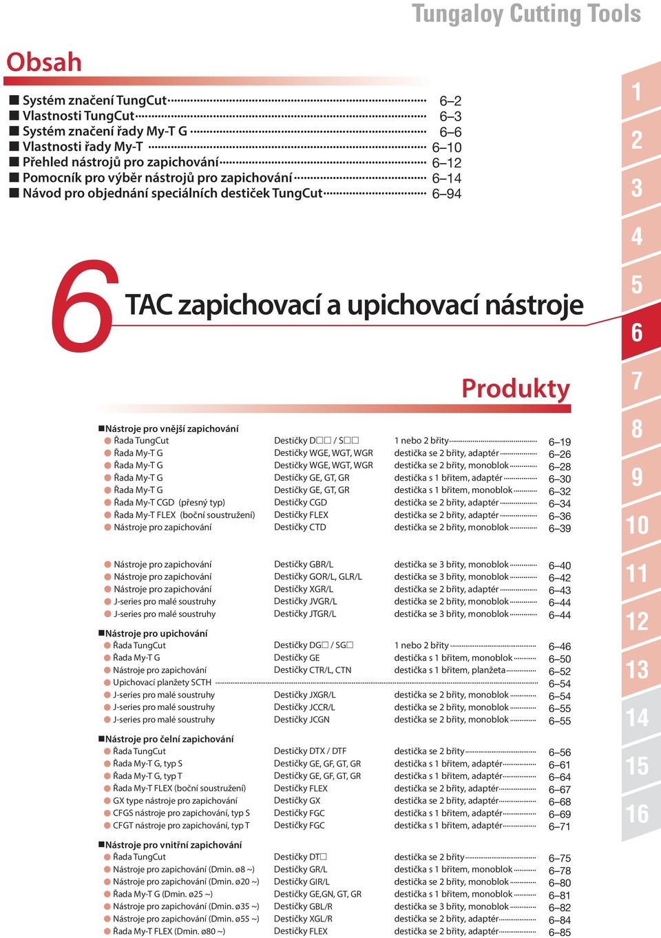 .. 9 Řada My-T G Destičky WGE, WGT, WGR destička se řity, adaptér... Řada My-T G Destičky WGE, WGT, WGR destička se řity, monolok... 8 Řada My-T G Destičky GE, GT, GR destička s řitem, adaptér.