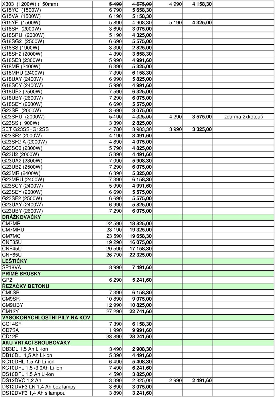 (2400W) 6 990 5 825,00 G18SCY (2400W) 5 990 4 991,60 G18UB2 (2500W) 7 590 6 325,00 G18UBY (2600W) 7 290 6 075,00 G18SEY (2600W) 6 690 5 575,00 G23SR (2000W) 3 690 3 075,00 G23SRU (2000W) 5 190 4