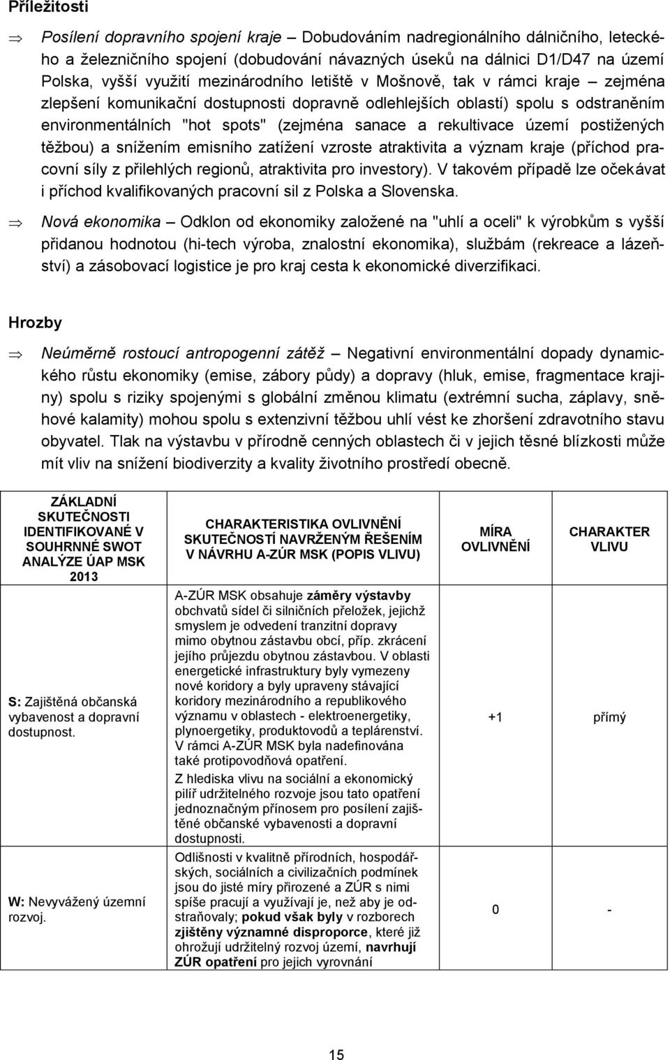 rekultivace území postižených těžbou) a snížením emisního zatížení vzroste atraktivita a význam kraje (příchod pracovní síly z přilehlých regionů, atraktivita pro investory).