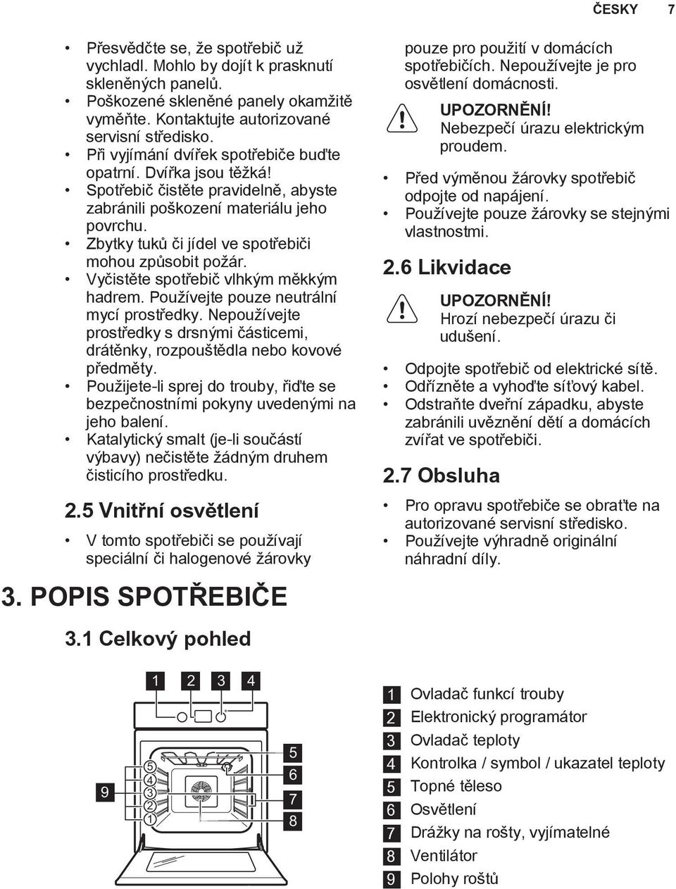 Zbytky tuků či jídel ve spotřebiči mohou způsobit požár. Vyčistěte spotřebič vlhkým měkkým hadrem. Používejte pouze neutrální mycí prostředky.