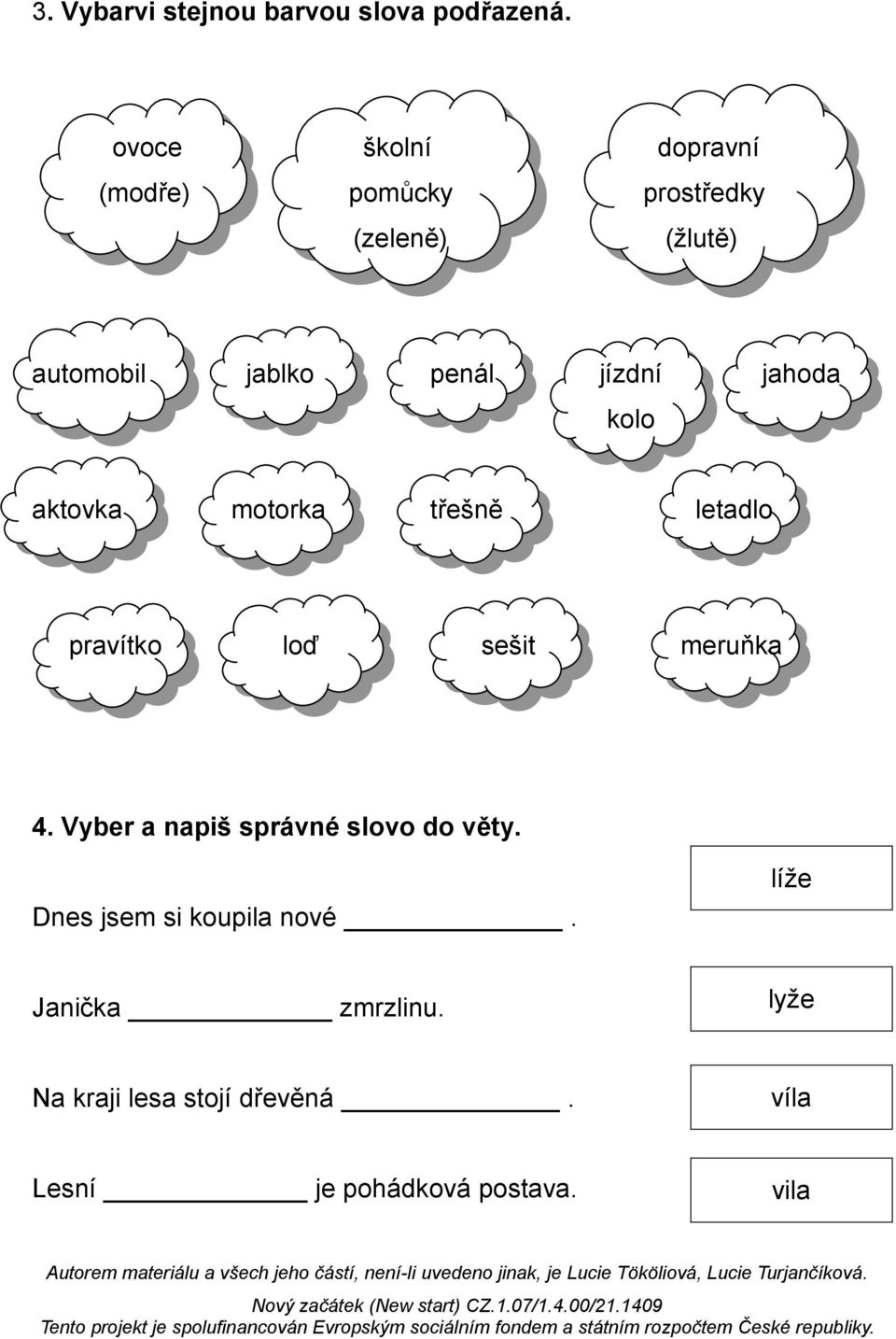 jízdní jahoda kolo aktovka motorka třešně letadlo pravítko loď sešit meruňka 4.