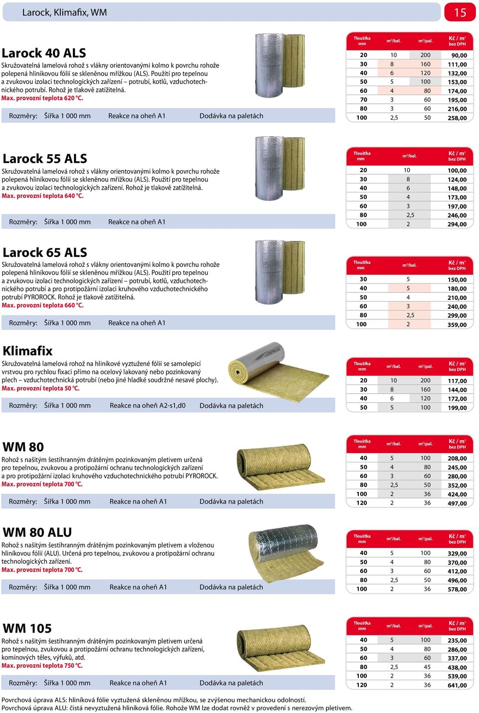 Šířka 1 000 Dodávka na paletách 15 kč / m 2 20 10 200 90,00 30 8 160 111,00 40 6 120 132,00 50 5 100 153,00 60 4 80 174,00 70 3 60 195,00 80 3 60 216,00 100 2,5 50 258,00 Laock 55 ALs Skužovatelná