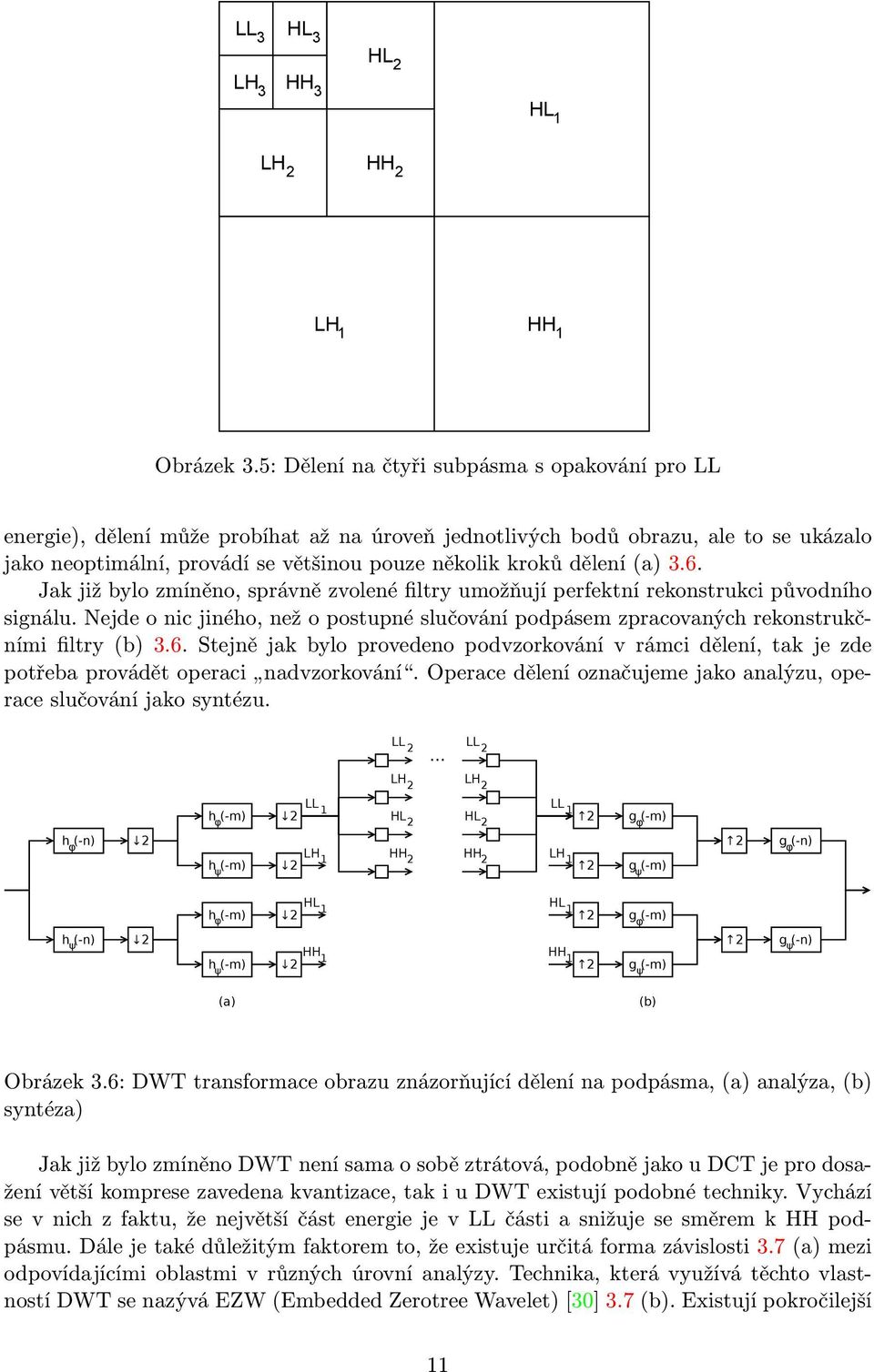 (a) 3.6. Jak již bylo zmíněno, správně zvolené filtry umožňují perfektní rekonstrukci původního signálu.