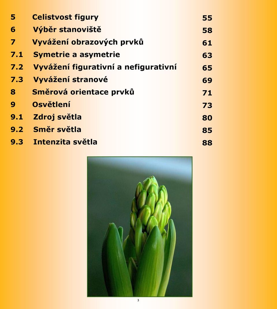 3 Vyvážení stranové 8 Směrová orientace prvků 9 Osvětlení 9.