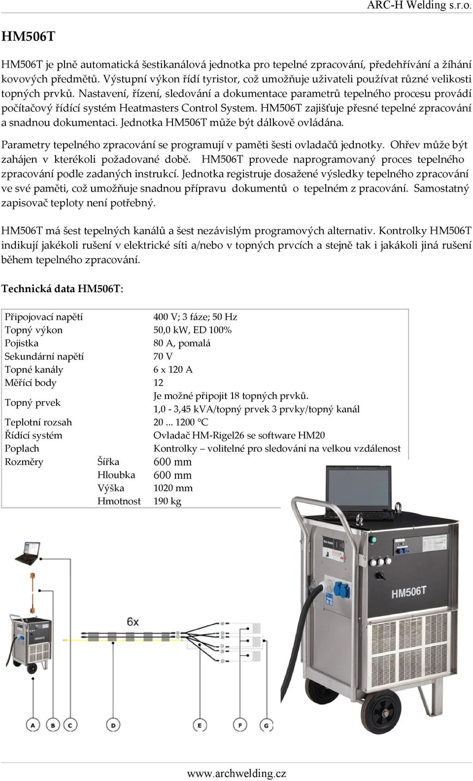 Nastavení, řízení, sledování a dokumentace parametrů tepelného procesu provádí počítačový řídící systém Heatmasters Control System. HM506T zajišťuje přesné tepelné zpracování a snadnou dokumentaci.