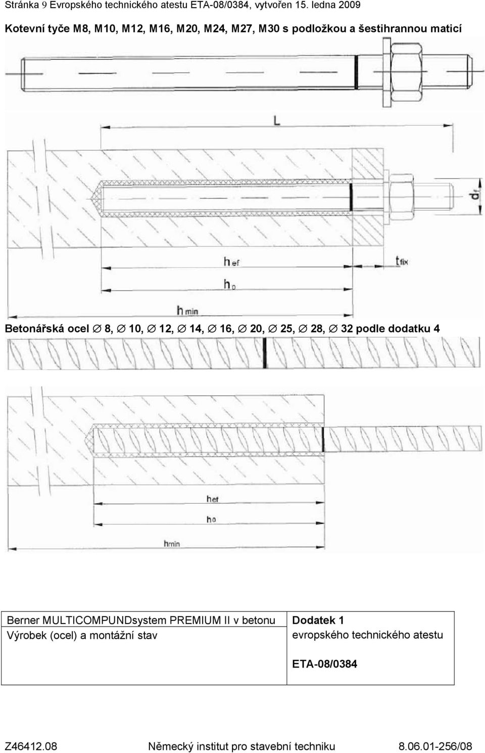 podložkou a šestihrannou maticí Betonářská ocel 8, 10, 12, 14,