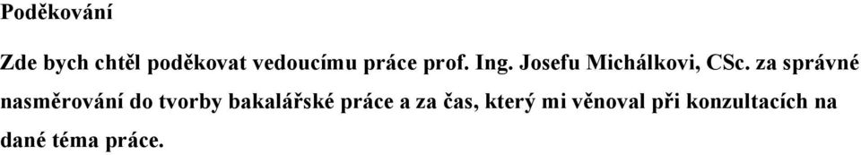 za správné nasměrování do tvorby bakalářské práce