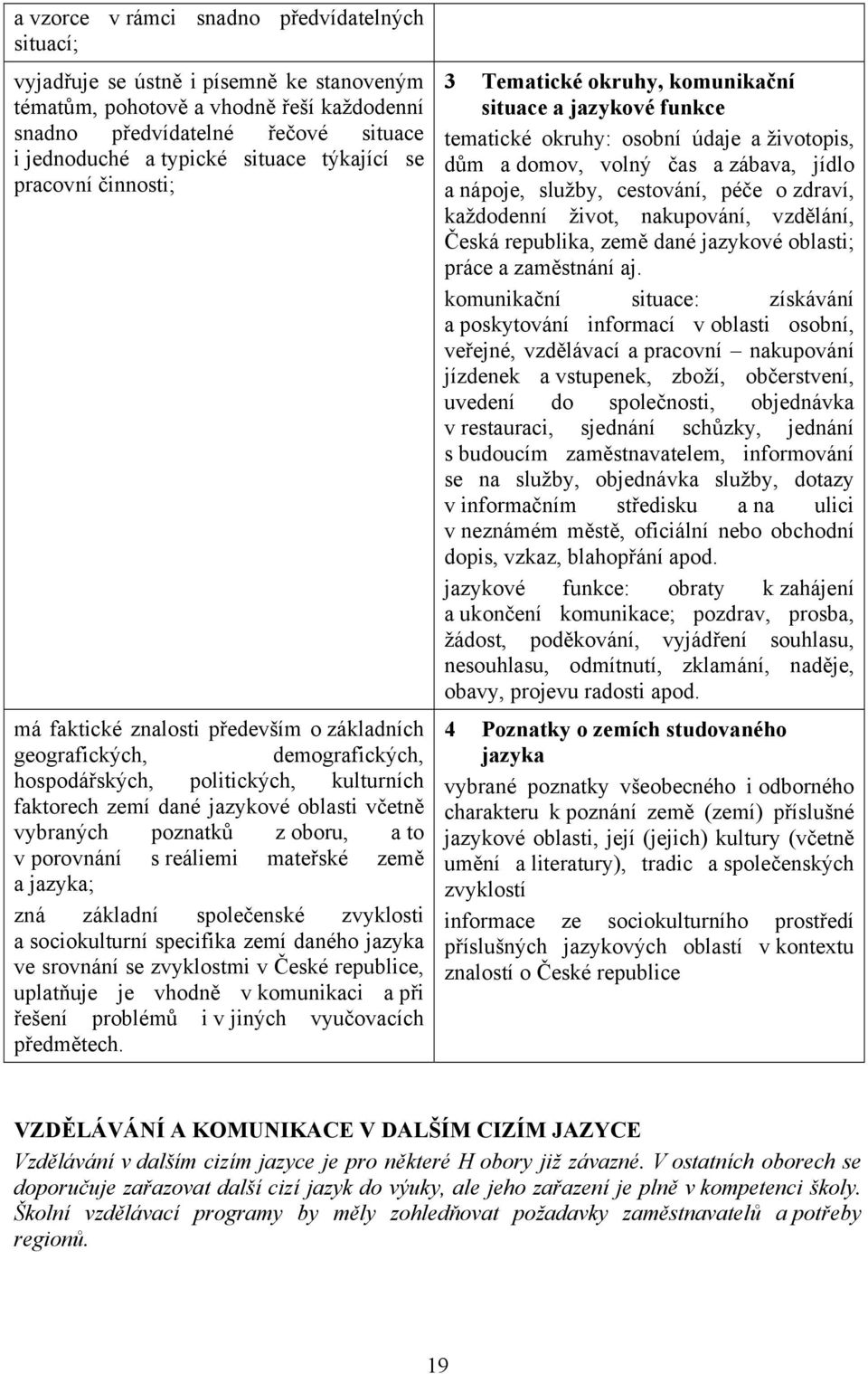 vybraných poznatků z oboru, a to v porovnání s reáliemi mateřské země a jazyka; zná základní společenské zvyklosti a sociokulturní specifika zemí daného jazyka ve srovnání se zvyklostmi v České