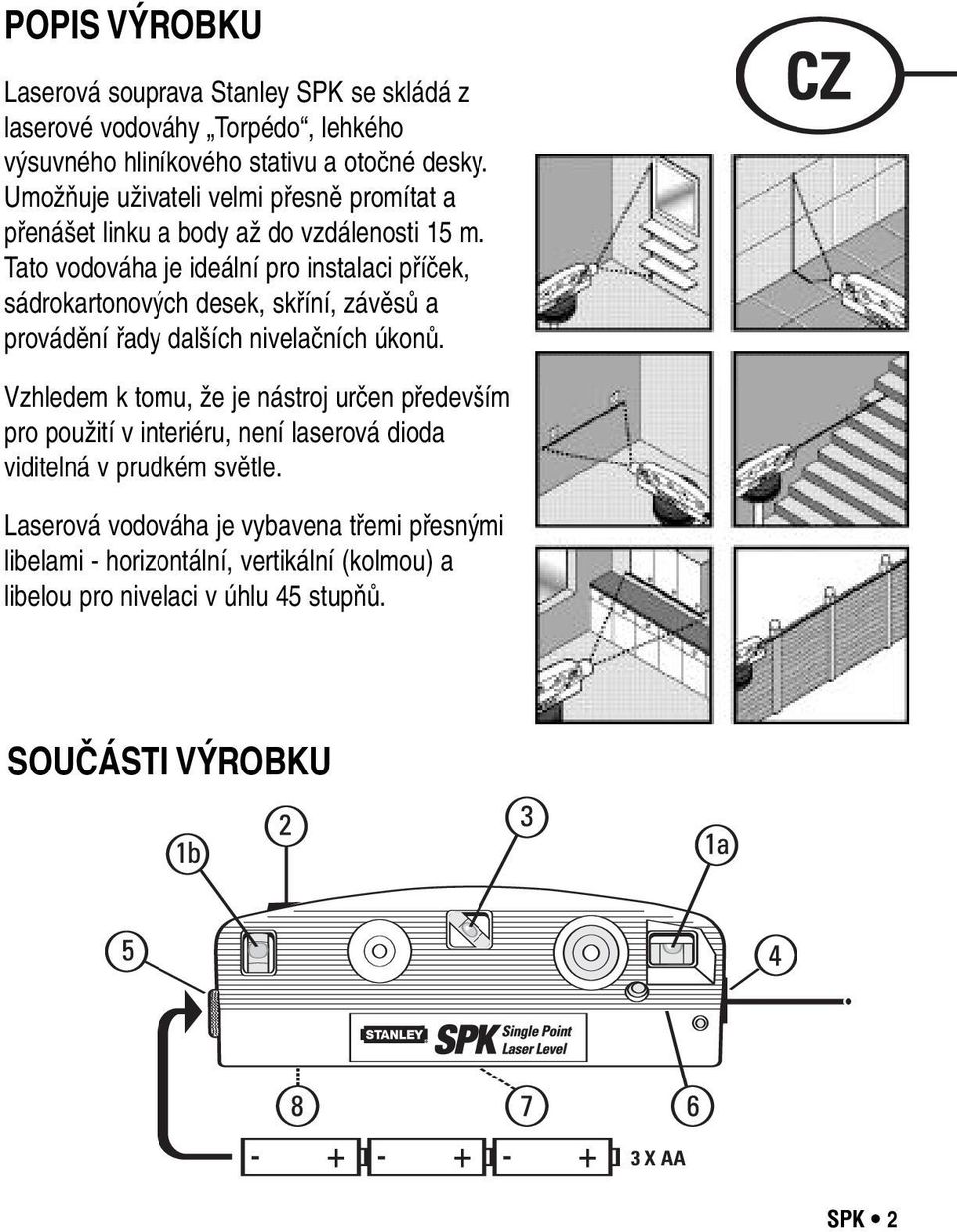 Tato vodováha je ideální pro instalaci příček, sádrokartonových desek, skříní, závěsů a provádění řady dalších nivelačních úkonů.