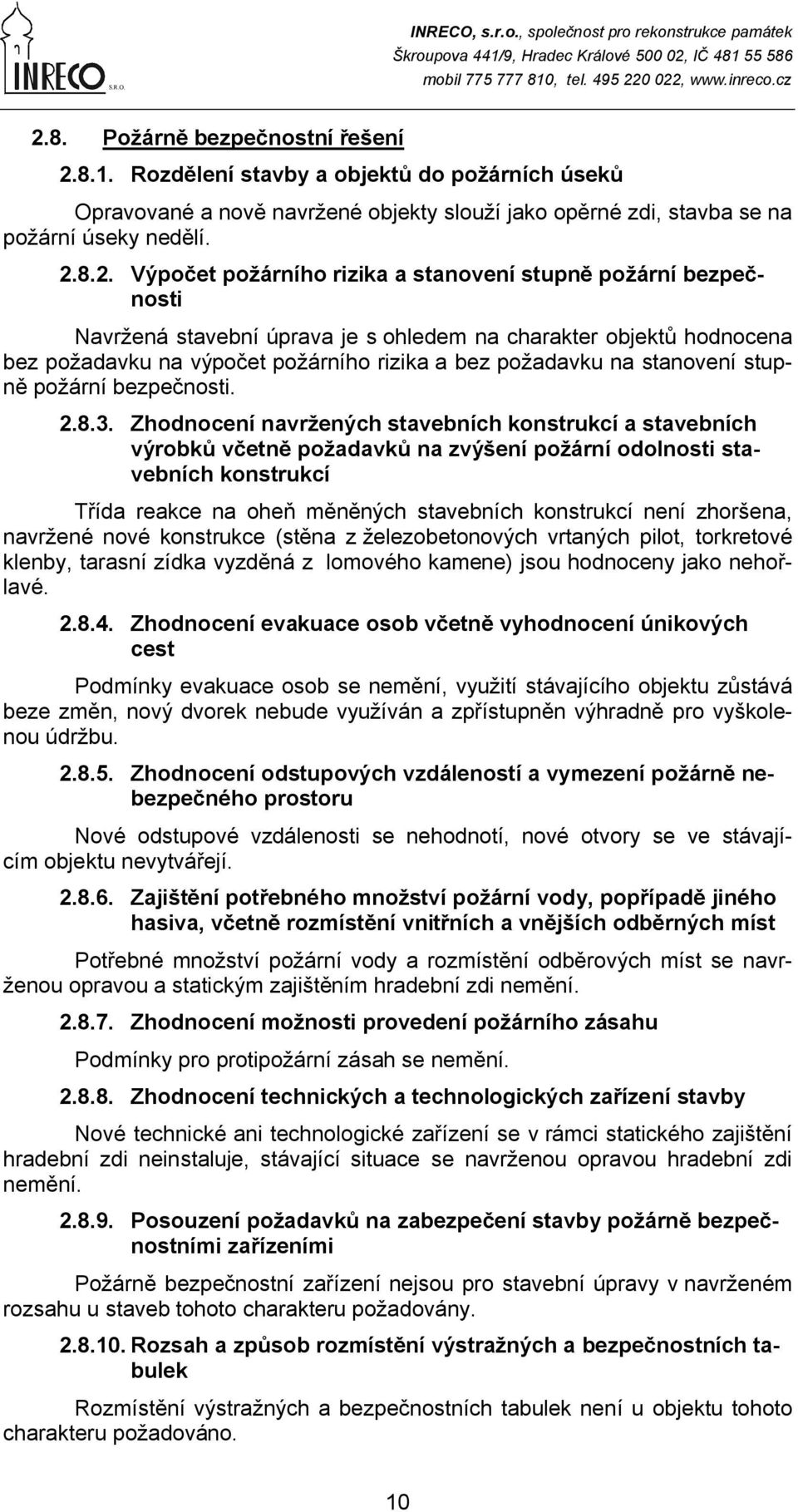 stupně požární bezpečnosti. 2.8.3.