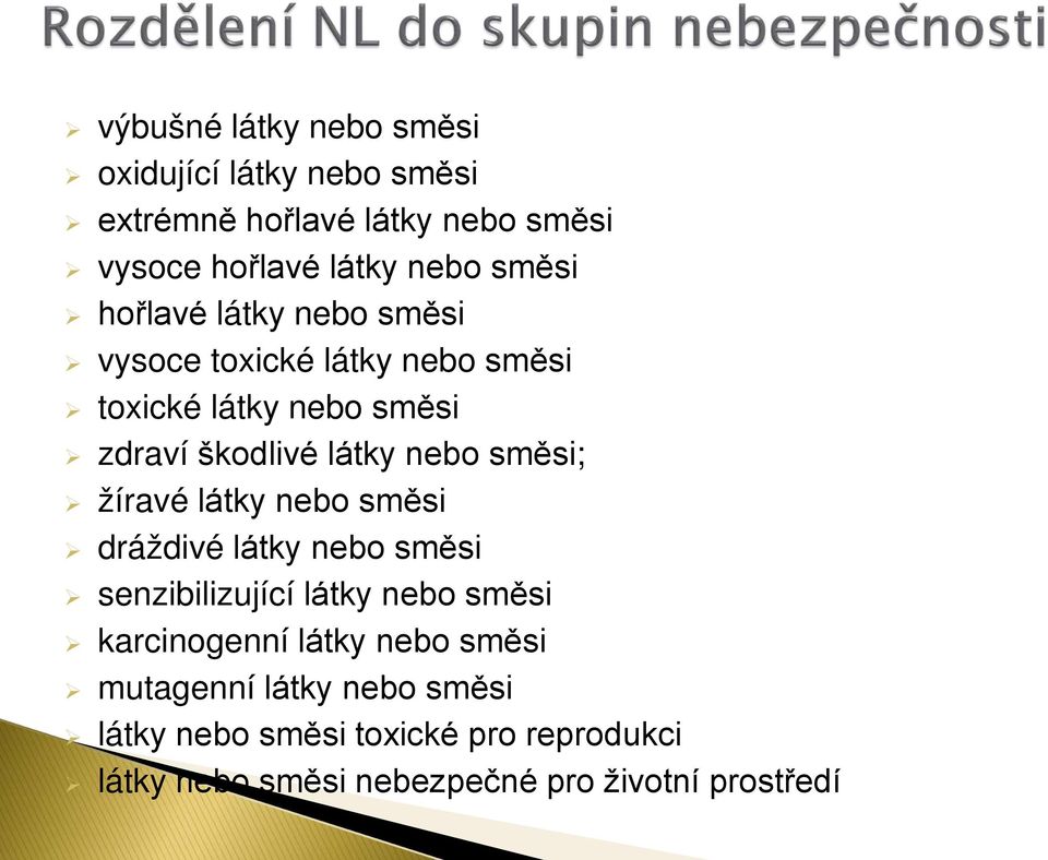 směsi; žíravé látky nebo směsi dráždivé látky nebo směsi senzibilizující látky nebo směsi karcinogenní látky nebo