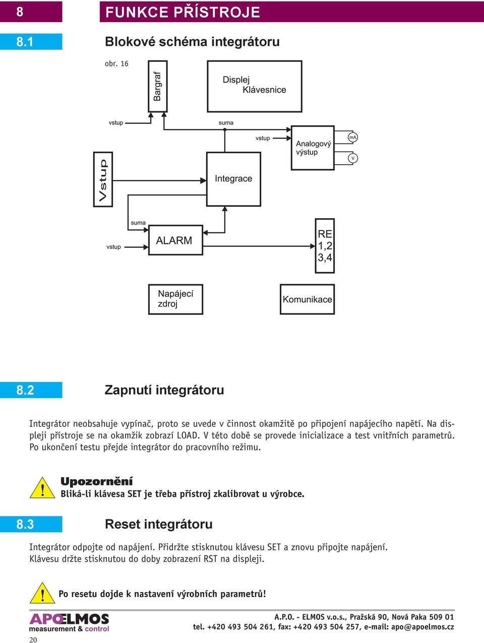 Na displeji přístroje se na okamžik zobrazí LOAD. V této době se provede inicializace a test vnitřních parametrů.