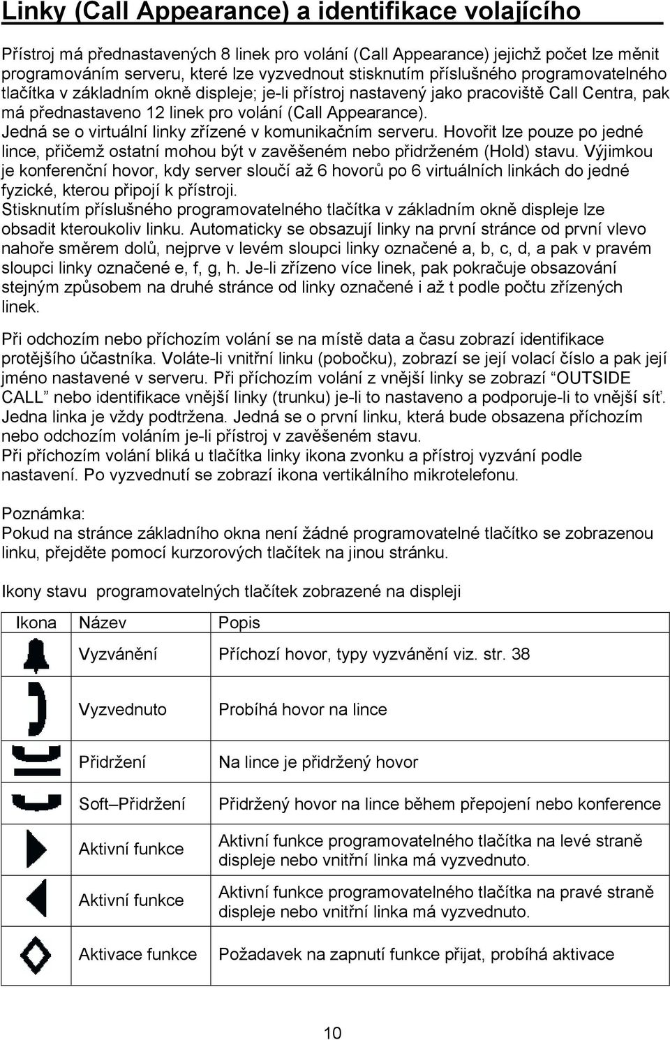 Jedná se o virtuální linky zřízené v komunikačním serveru. Hovořit lze pouze po jedné lince, přičemž ostatní mohou být v zavěšeném nebo přidrženém (Hold) stavu.