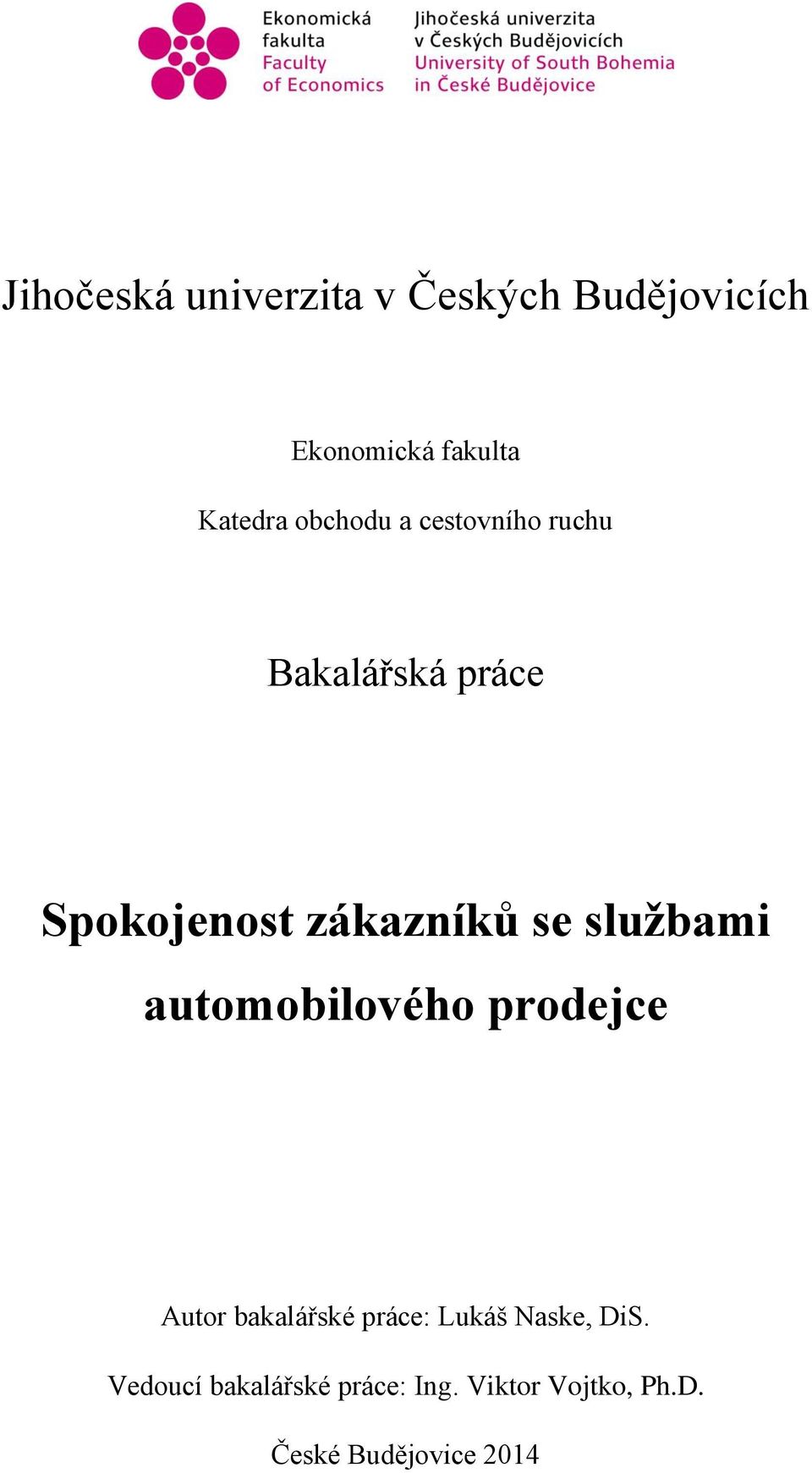 službami automobilového prodejce Autor bakalářské práce: Lukáš Naske,