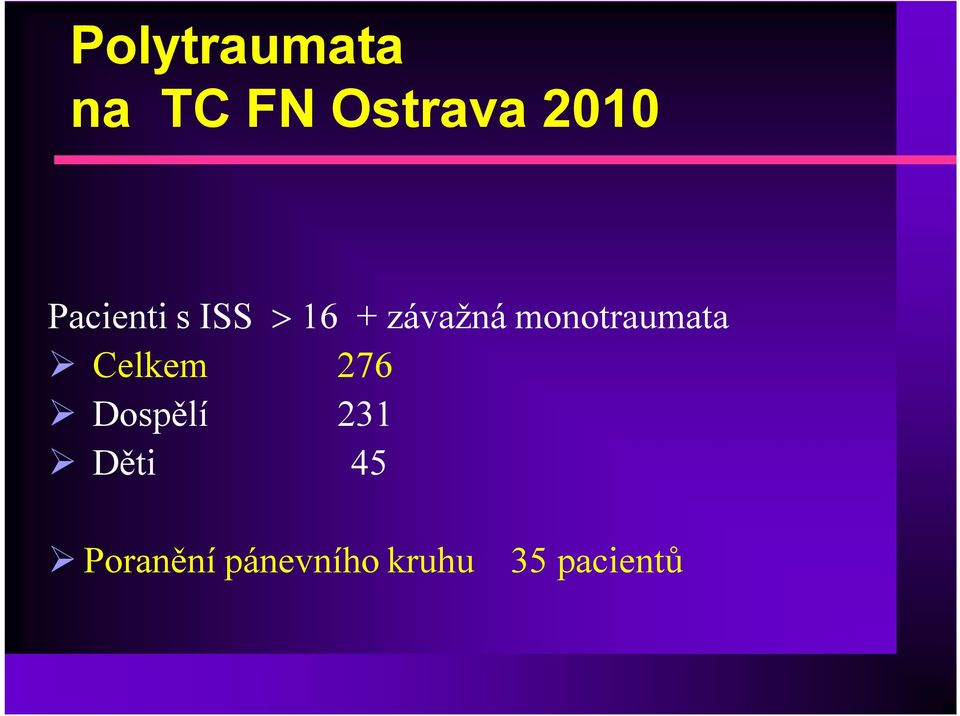 monotraumata Celkem 276 Dospělí 231