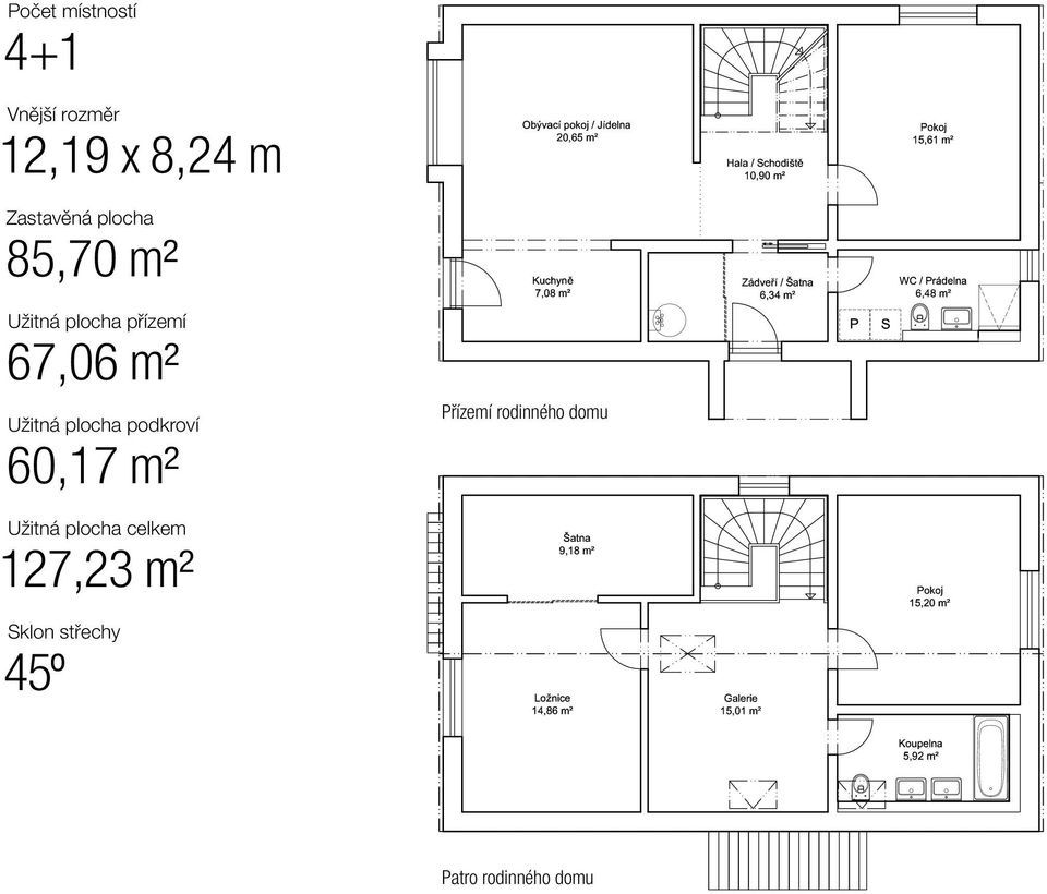 Užitná plocha podkroví 60,17 m² Užitná plocha celkem