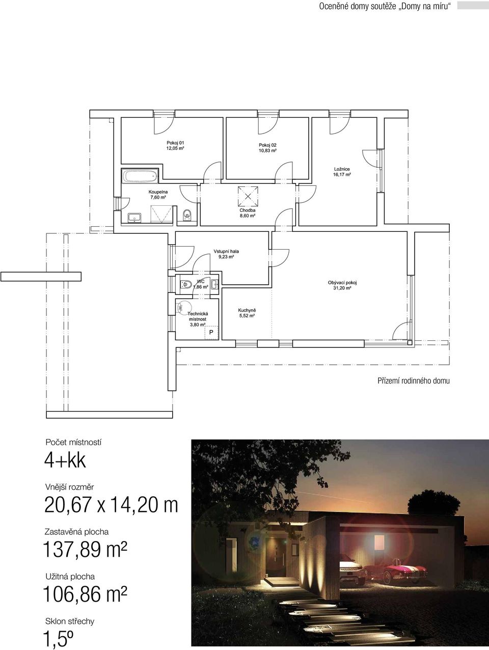 rozměr 20,67 x 14,20 m Zastavěná plocha