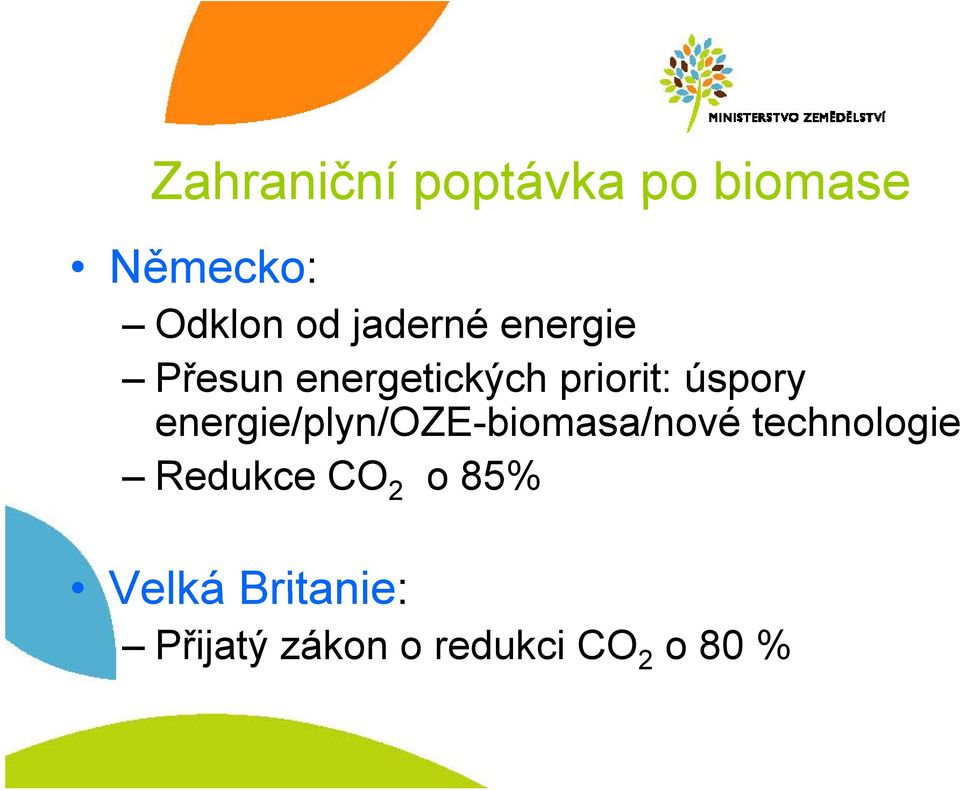 energie/plyn/oze-biomasa/nové technologie Redukce CO 2 o