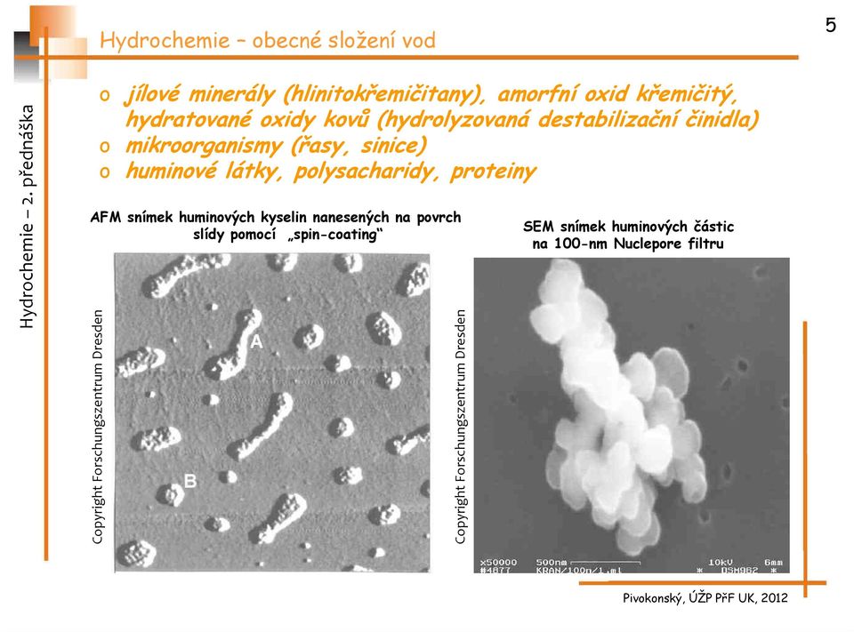 polysacharidy, proteiny AFM snímek huminových kyselin nanesených na povrch slídy pomocí spin-coating