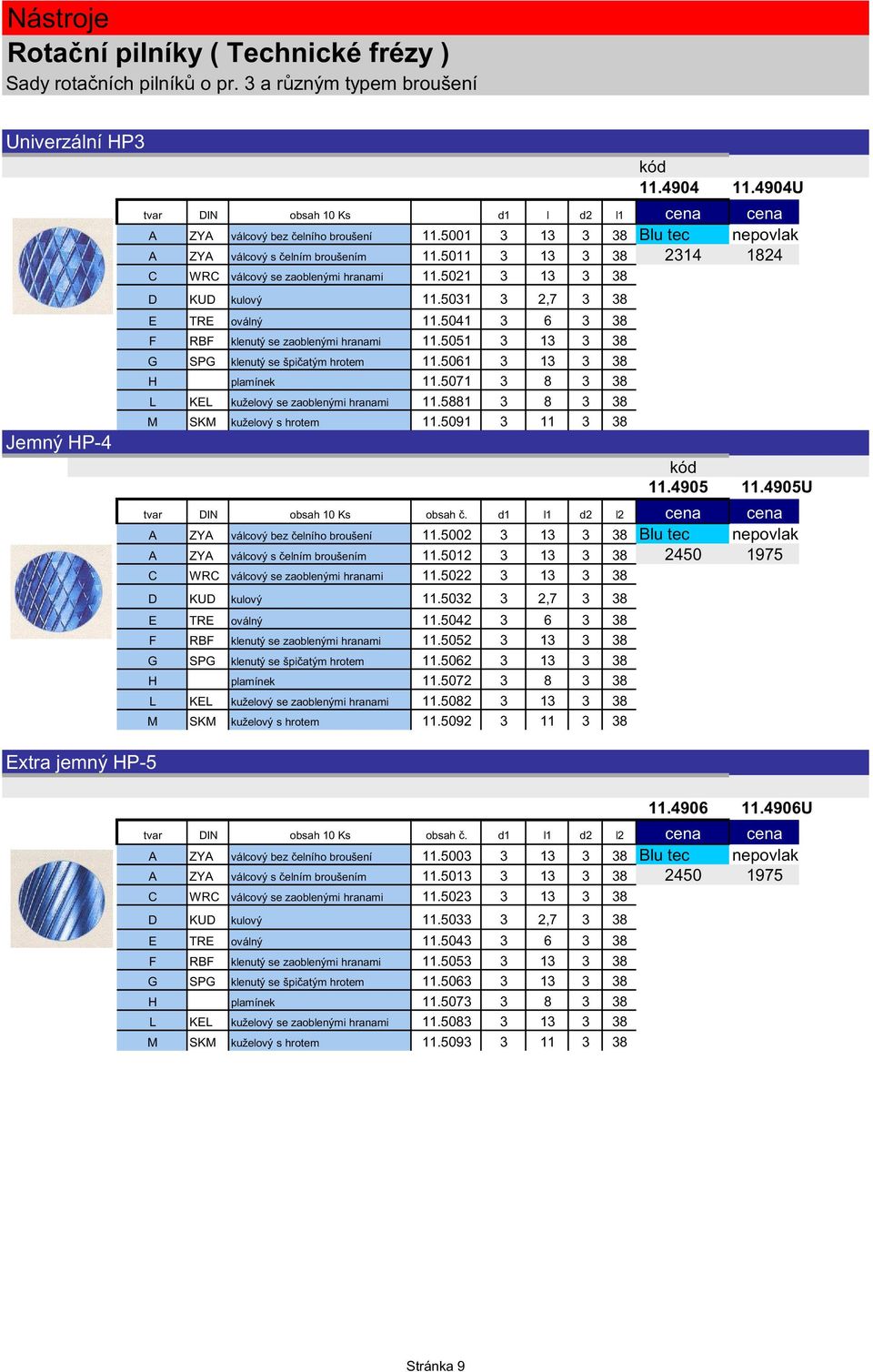 5041 3 6 3 38 F RBF klenutý se zaoblenými hranami 11.5051 3 13 3 38 G SPG klenutý se špi atým hrotem 11.5061 3 13 3 38 H plamínek 11.5071 3 8 3 38 L KEL kuželový se zaoblenými hranami 11.