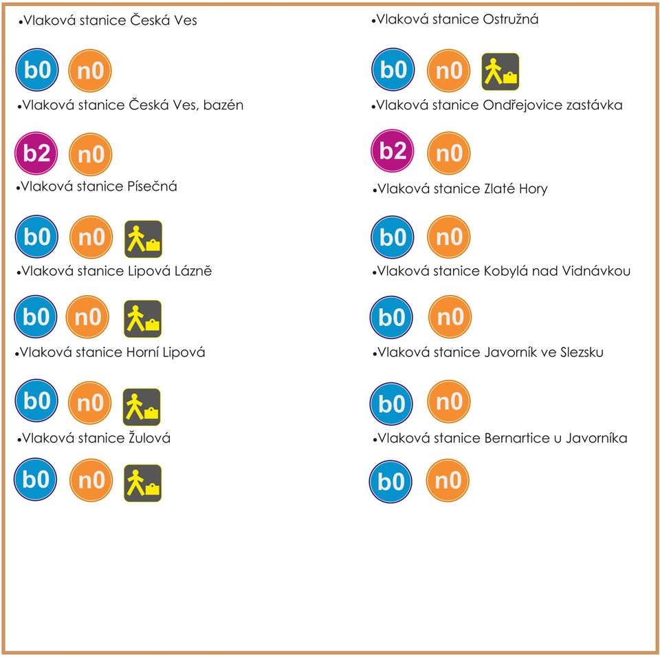 Vlaková b2 Vlaková b0 Vlaková b0 Vlaková b0 Vlaková b0 stanice Ostružná n0 stanice Ondřejovice zastávka n0
