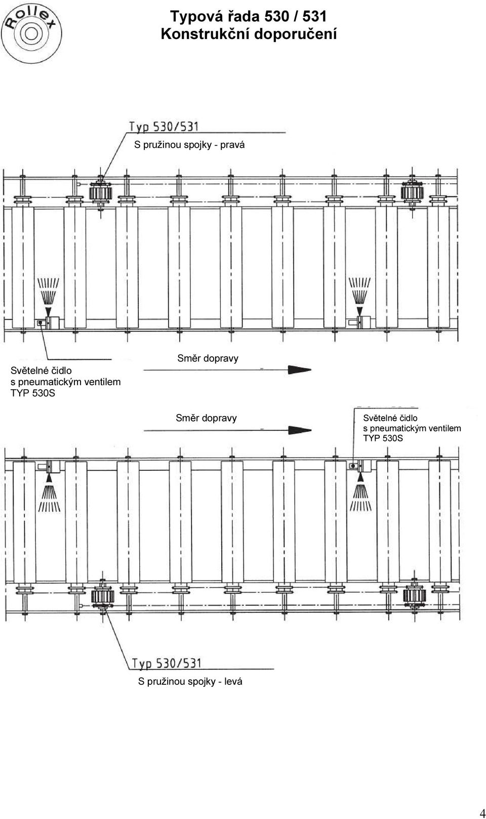 ventilem TYP 530S Směr dopravy Směr dopravy Světelné