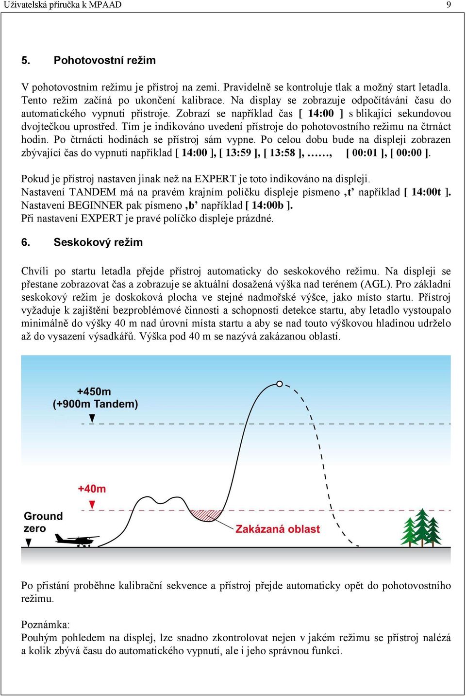 Tím je indikováno uvedení přístroje do pohotovostního režimu na čtrnáct hodin. Po čtrnácti hodinách se přístroj sám vypne.