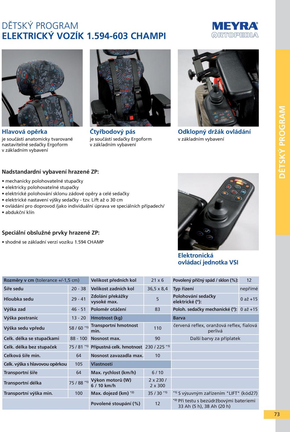 základním vybavení mechanicky polohovatelné stupačky elektricky polohovatelné stupačky elektrické polohování sklonu zádové opěry a celé sedačky elektrické nastavení výšky sedačky - tzv.
