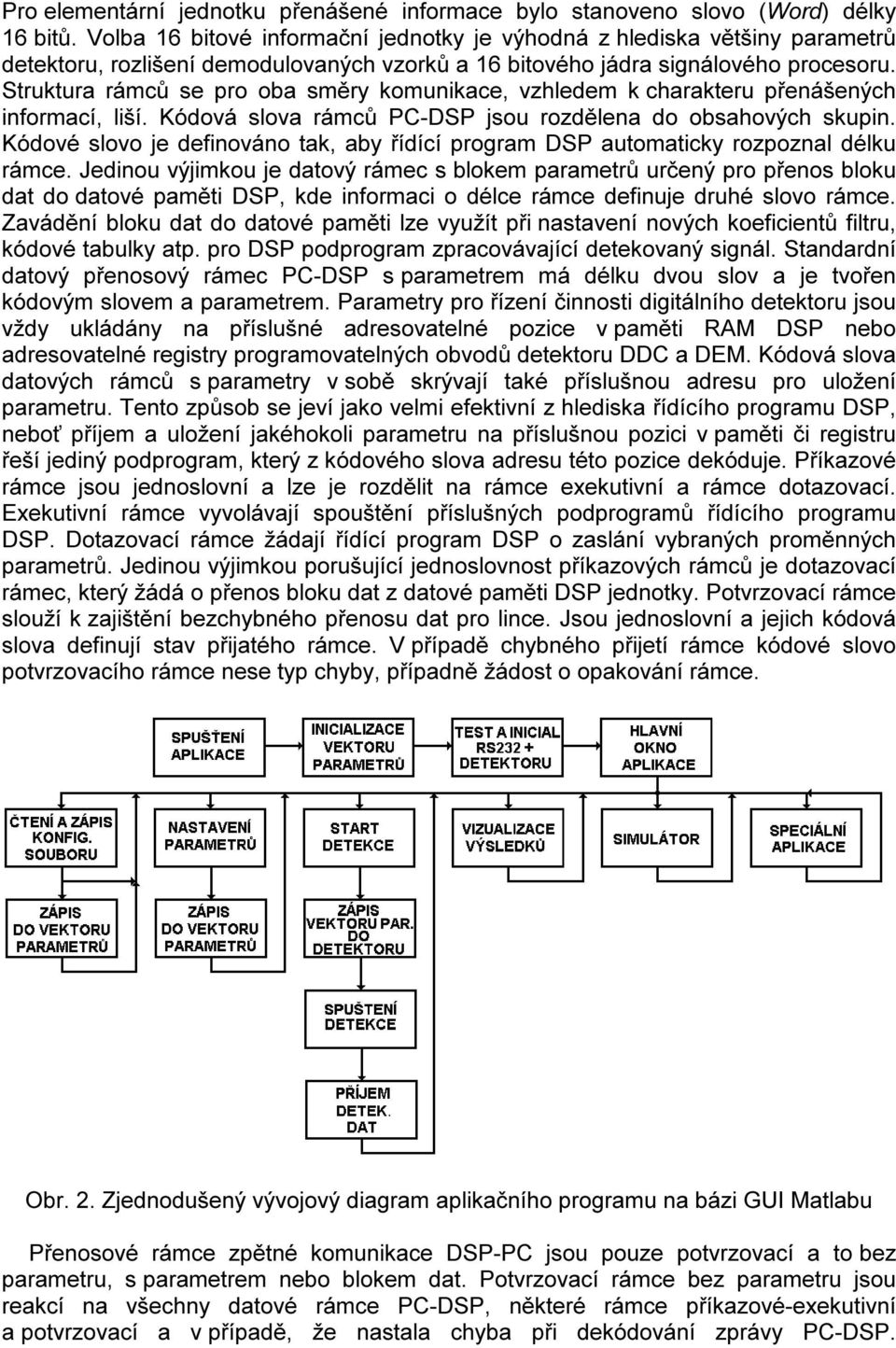 Struktura rámců se pro oba směry komunikace, vzhledem k charakteru přenášených informací, liší. Kódová slova rámců PC-DSP jsou rozdělena do obsahových skupin.