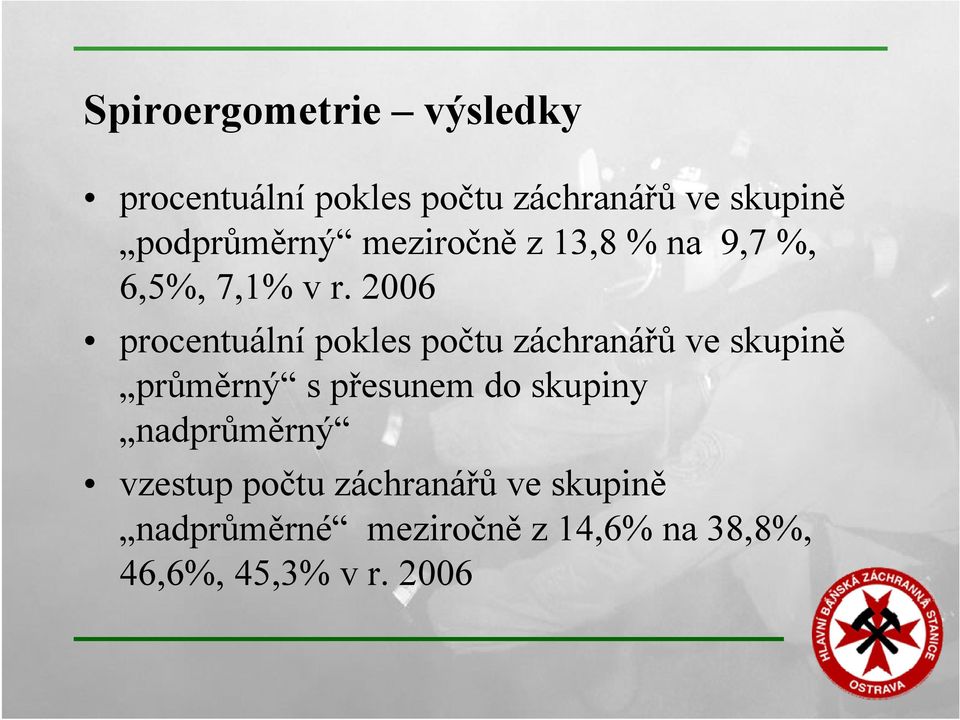 2006 procentuální pokles počtu záchranářů ve skupině průměrný s přesunem do