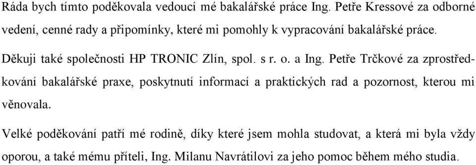 Děkuji také společnosti HP TRONIC Zlín, spol. s r. o. a Ing.
