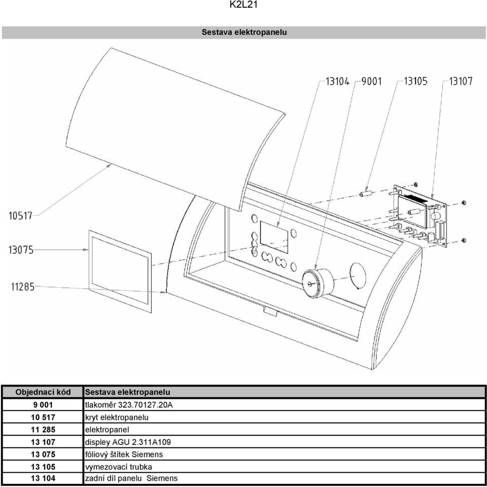 20A 10 517 kryt elektropanelu 11 285 elektropanel 13 107