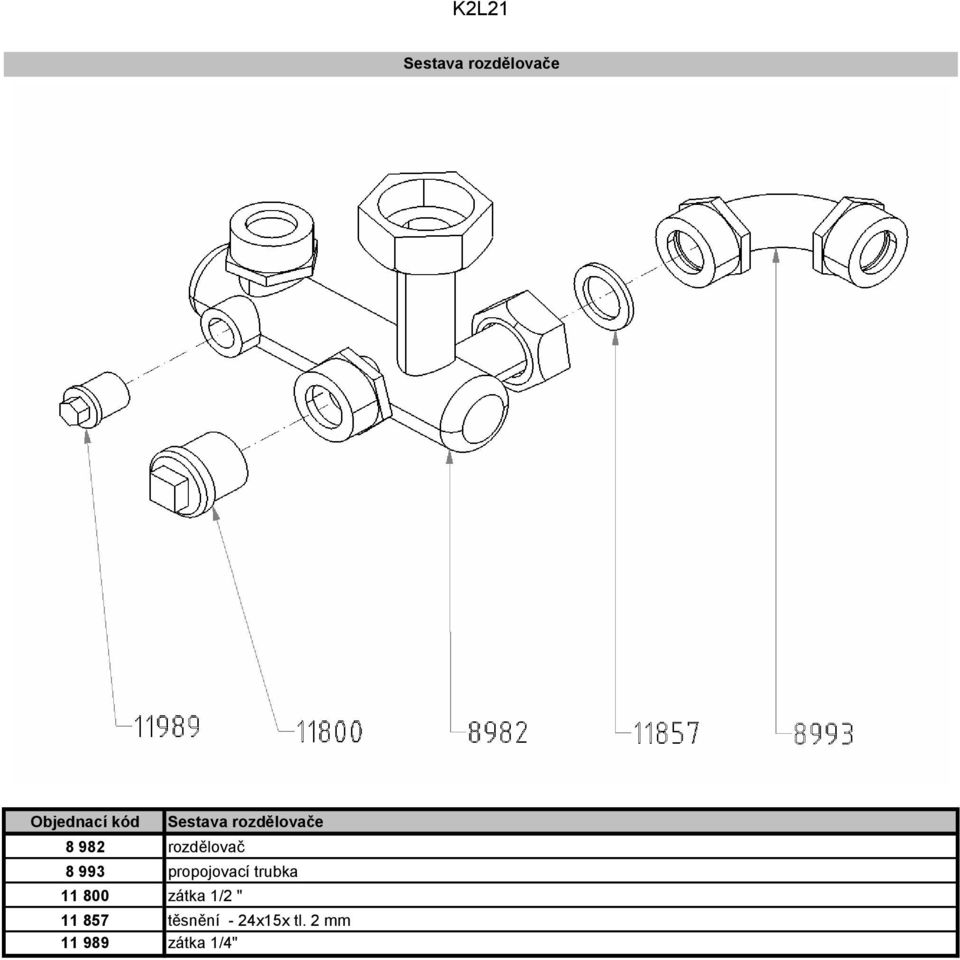 propojovací trubka 11 800 zátka 1/2 " 11