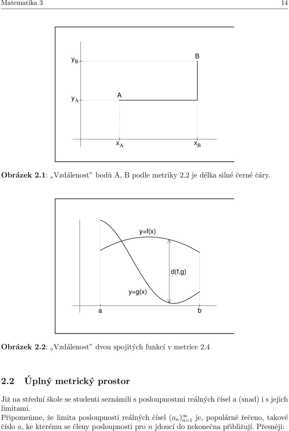 2 Úplný metrický prostor Již na střední škole se studenti seznámili s posloupnostmi reálných čísel a (snad) i s jejich limitami.