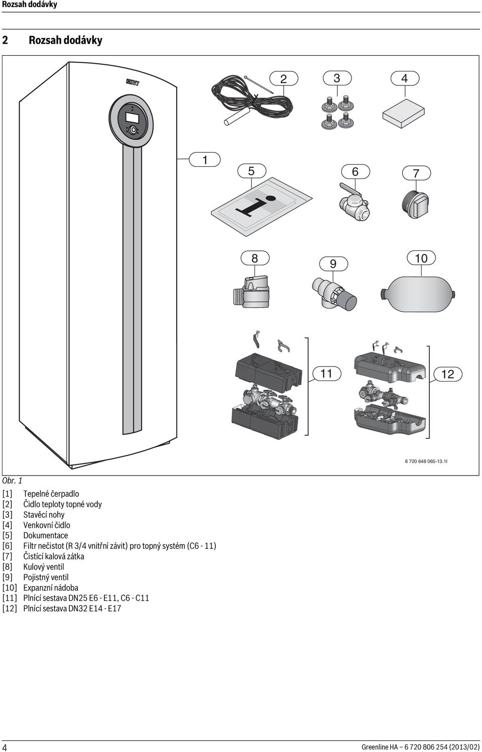 Filtr nečistot (R 3/4 vnitřní závit) pro topný systém (C6 - ) [7] Čistící kalová zátka [8] Kulový ventil