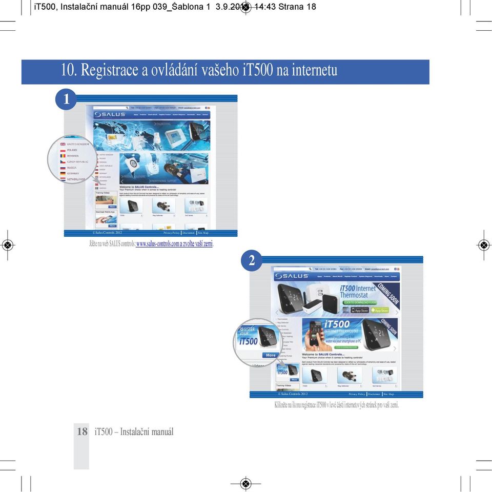 Jděte na web SALUS controls: www.salus-controls.com a zvolte vaší zemi.