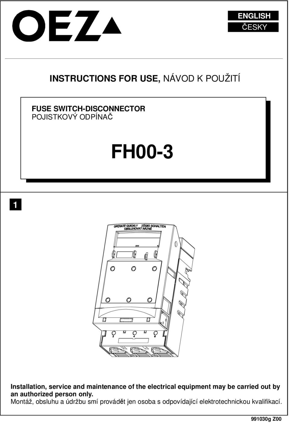 electrical equipment may be carried out by an authorized person only.