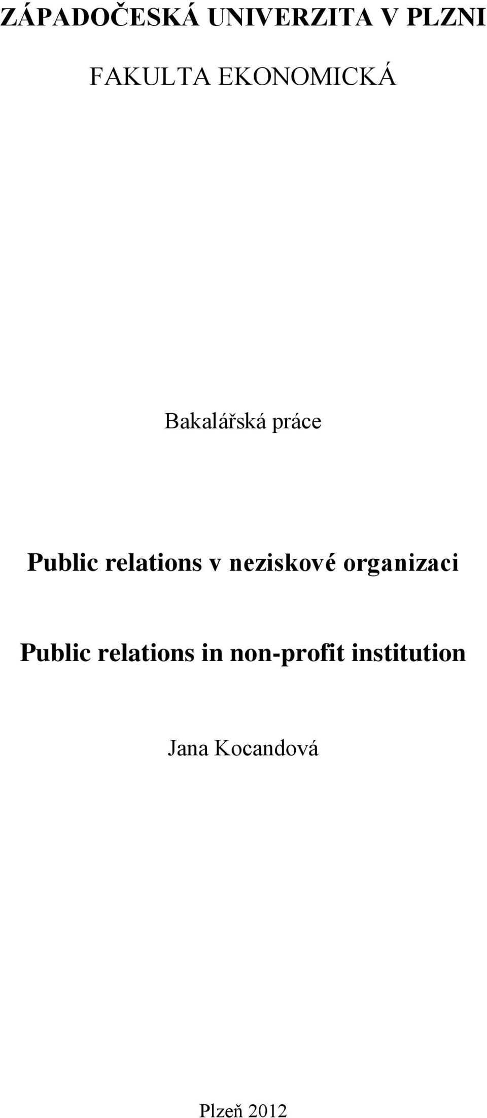 relations v neziskové organizaci Public
