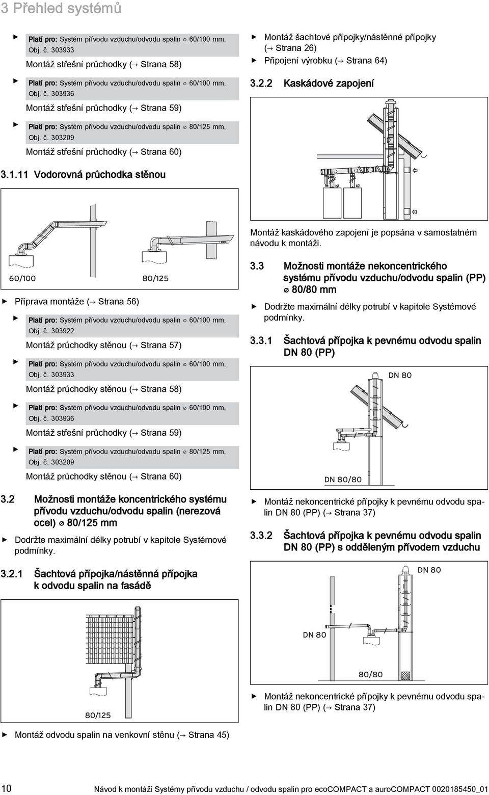 096 Montáž střešní průchodky ( Strana 9) Montáž šachtové přípojky/nástěnné přípojky ( Strana 6) Připojení výrobku ( Strana 6).