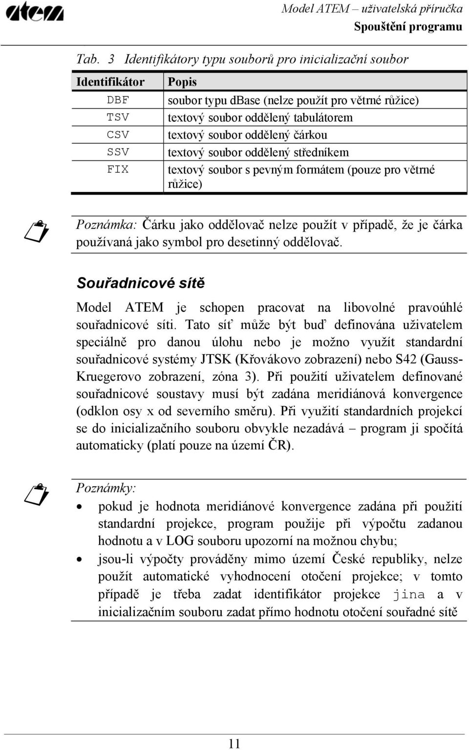 oddělený čárkou textový soubor oddělený středníkem textový soubor s pevným formátem (pouze pro větrné růžice) Poznámka: Čárku jako oddělovač nelze použít v případě, že je čárka používaná jako symbol