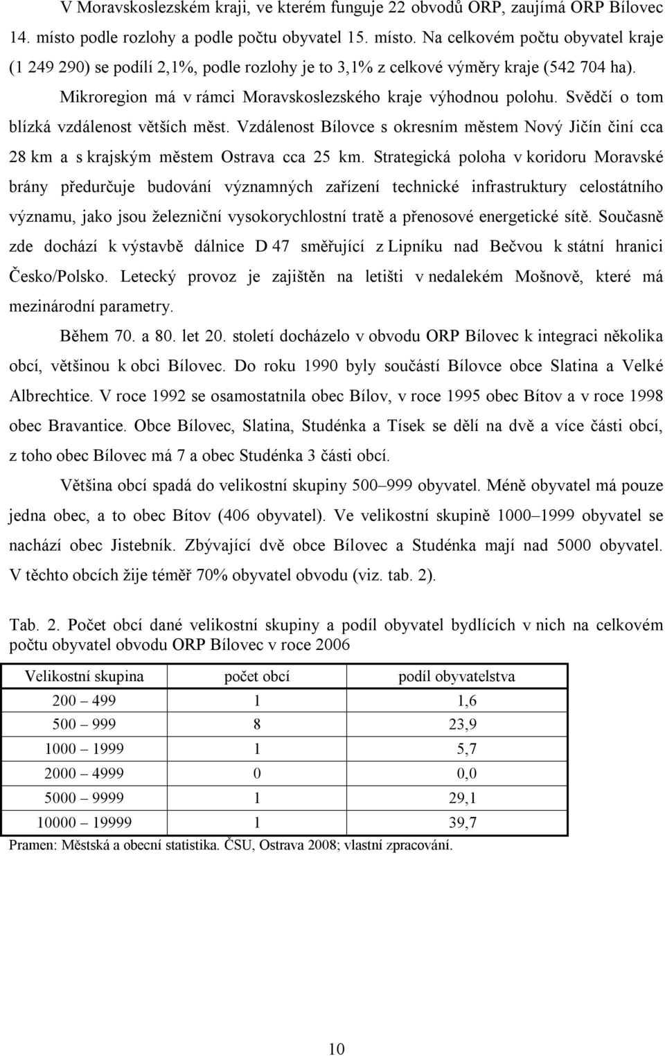 Mikroregion má v rámci Moravskoslezského kraje výhodnou polohu. Svědčí o tom blízká vzdálenost větších měst.