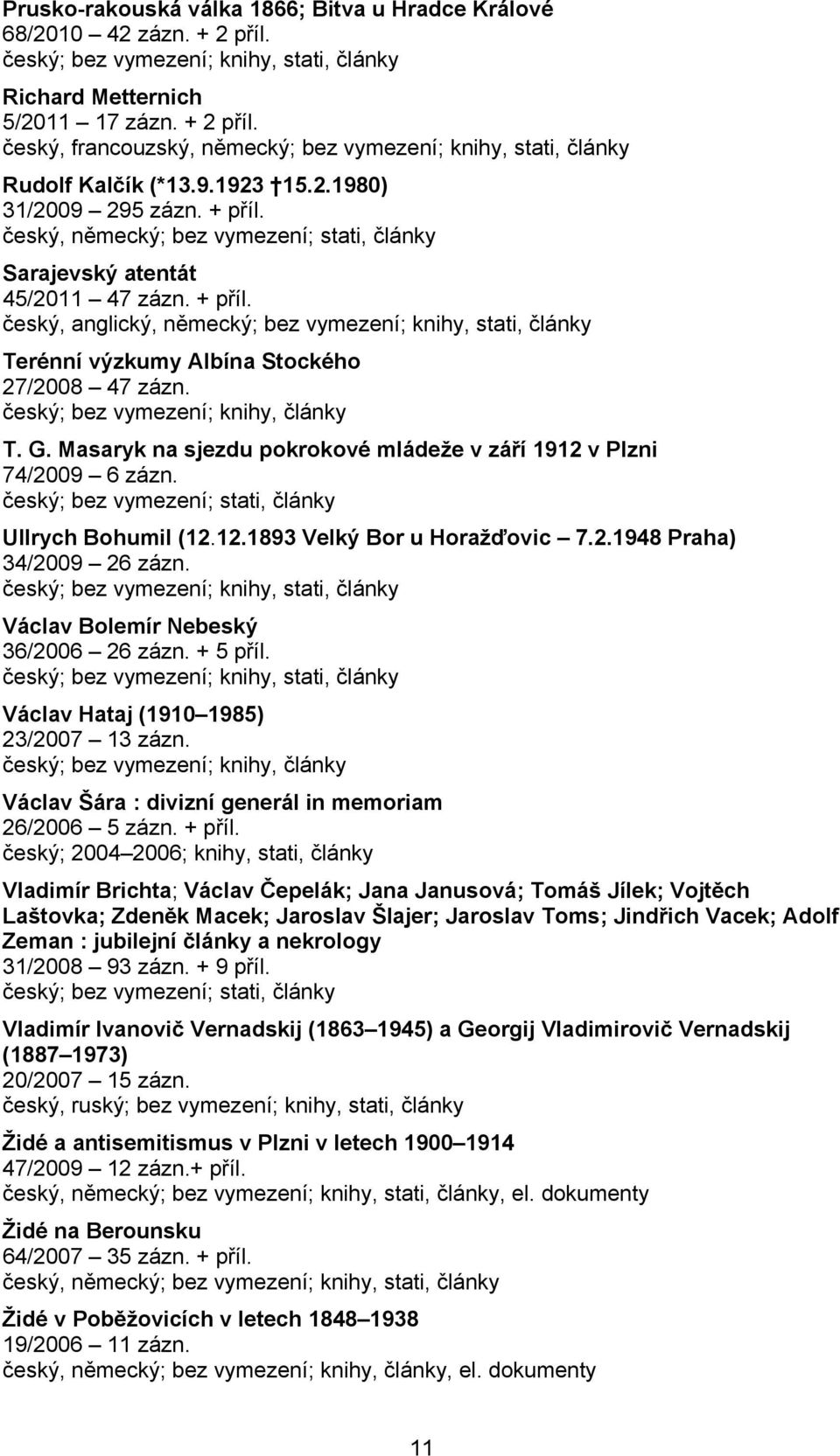 T. G. Masaryk na sjezdu pokrokové mládeže v září 1912 v Plzni 74/2009 6 zázn. český; bez vymezení; stati, články Ullrych Bohumil (12.12.1893 Velký Bor u Horažďovic 7.2.1948 Praha) 34/2009 26 zázn.