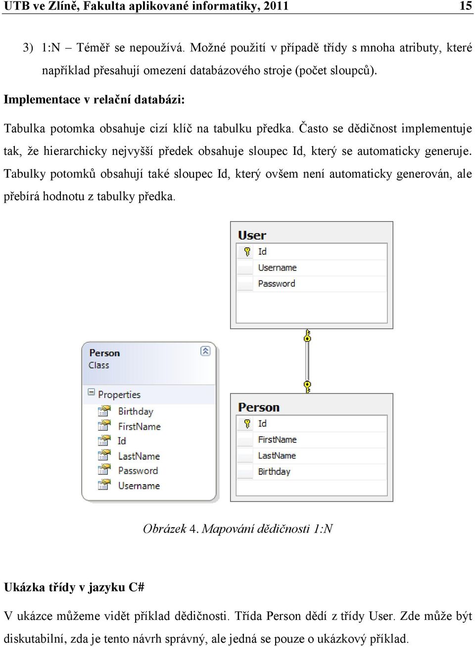 Implementace v relační databázi: Tabulka potomka obsahuje cizí klíč na tabulku předka.