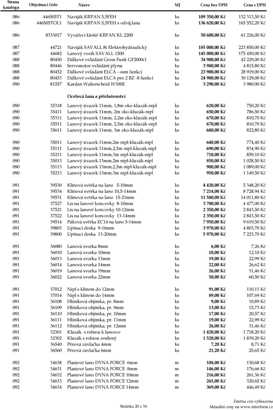 Lanový vozík SAVALL 1500 ks 145 000,00 Kč 175 450,00 Kč 088a 80450 Dálkové ovládání Gross Funk GF2000cl ks 34 900,00 Kč 42 229,00 Kč 088b 80446 Servomotor ovládání plynu ks 3 980,00 Kč 4 815,80 Kč