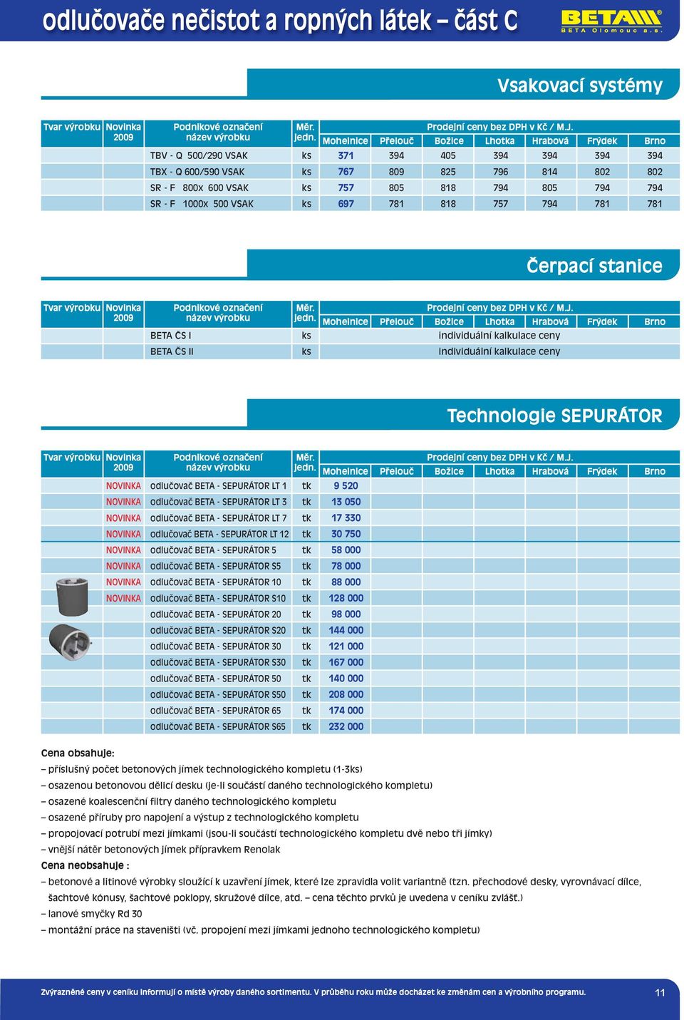 NOVINKA odlučovač BETA - SEPURÁTOR LT 1 tk 9 520 NOVINKA odlučovač BETA - SEPURÁTOR LT 3 tk 13 050 NOVINKA odlučovač BETA - SEPURÁTOR LT 7 tk 17 330 NOVINKA odlučovač BETA - SEPURÁTOR LT 12 tk 30 750