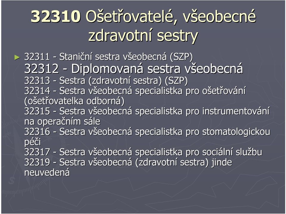 Sestra všeobecná specialistka pro instrumentování na operačním sále 32316 - Sestra všeobecná specialistka pro